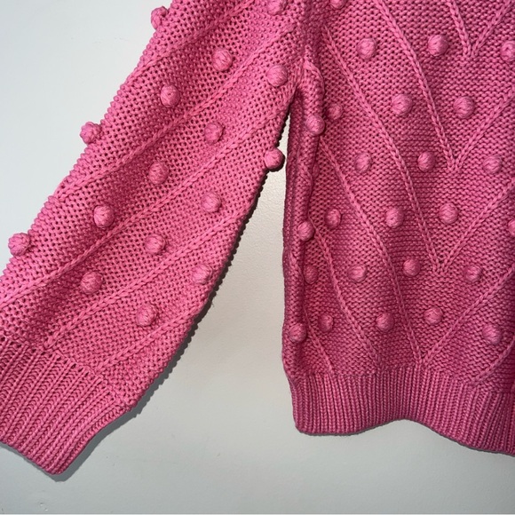 NEW Hyacinth House TUCKERNUCK Punchy Pink Pom Pom Lainey Sweater Women's Medium - Picture 2 of 10